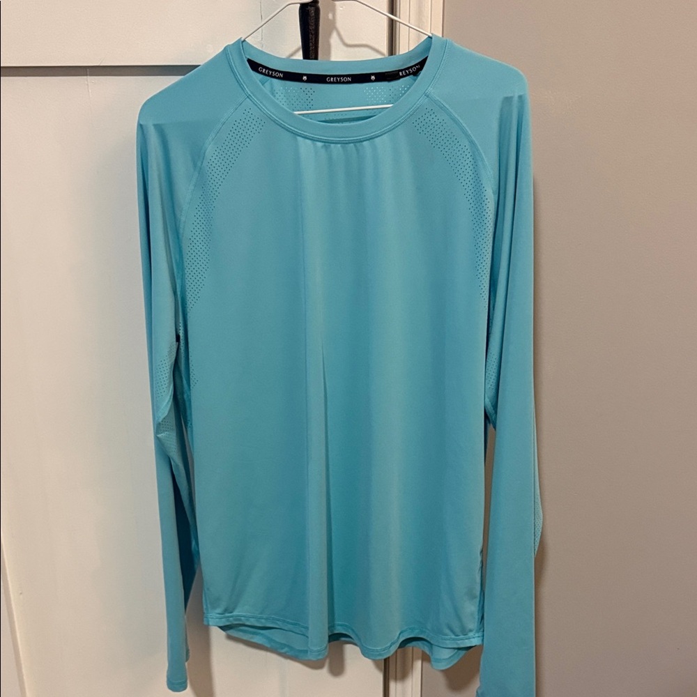 Men's Long-Sleeve Performance Tee - Greyson - Aqua Blue